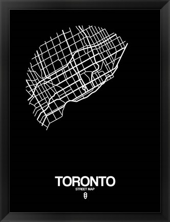 Framed Toronto Street Map Black Print