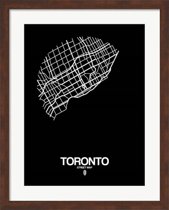 Framed Toronto Street Map Black Print