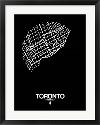 Framed Toronto Street Map Black Print