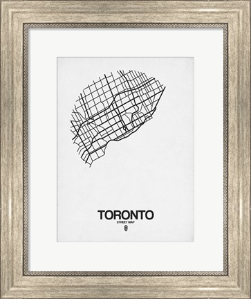 Framed Toronto Street Map White Print