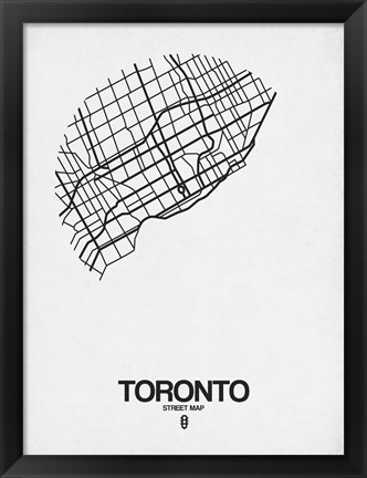 Framed Toronto Street Map White Print