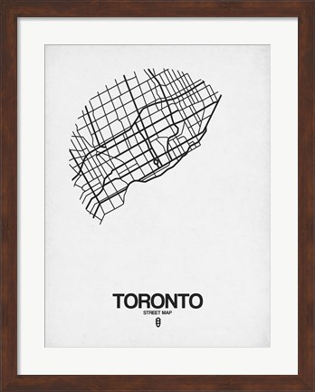 Framed Toronto Street Map White Print