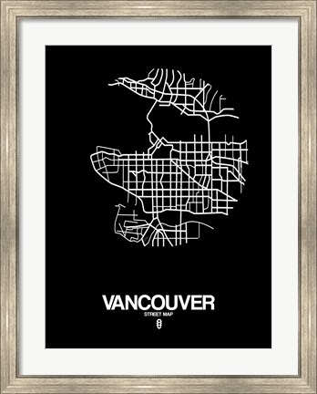 Framed Vancouver Street Map Black Print