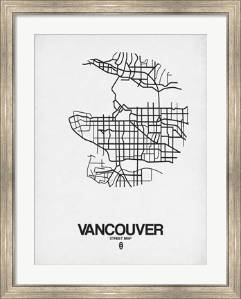 Framed Vancouver Street Map White Print