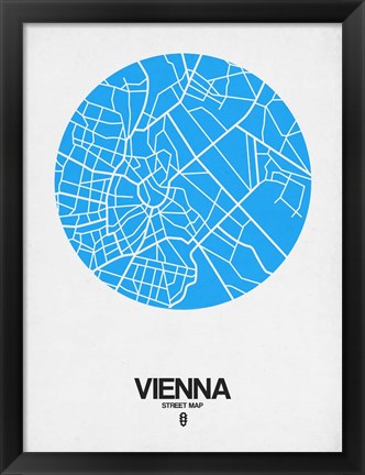 Framed Vienna Street Map Blue Print