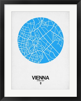 Framed Vienna Street Map Blue Print