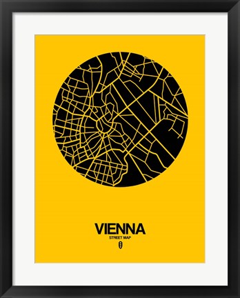 Framed Vienna Street Map Yellow Print