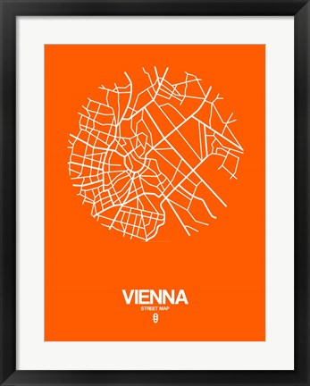 Framed Vienna Street Map Orange Print