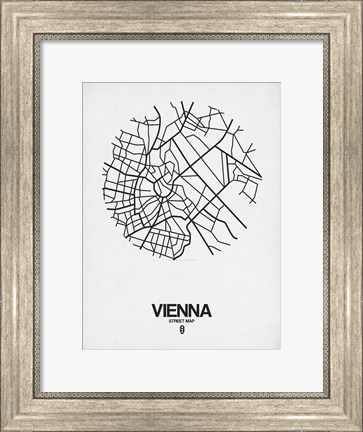 Framed Vienna Street Map White Print