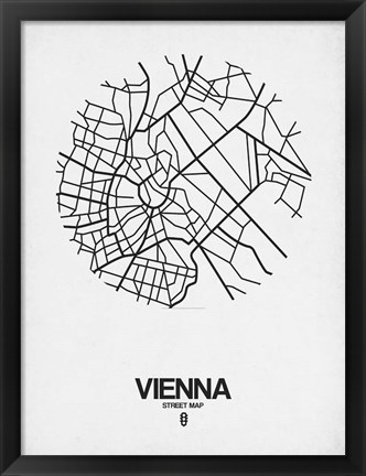 Framed Vienna Street Map White Print