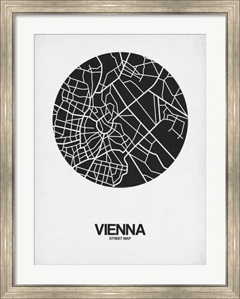 Framed Vienna Street Map Black on White Print