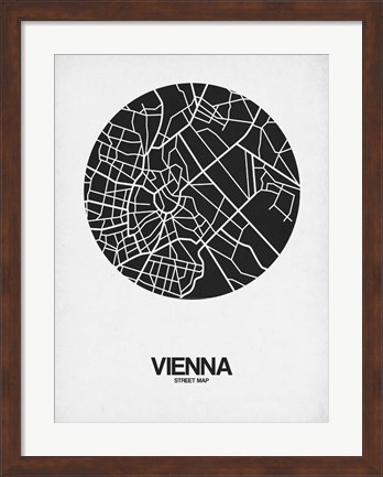 Framed Vienna Street Map Black on White Print