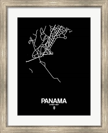Framed Panama Street Map Black Print