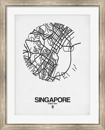 Framed Singapore Street Map Blue Print