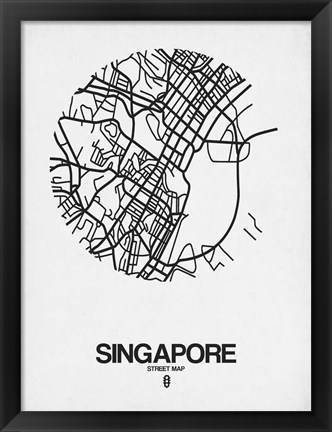 Framed Singapore Street Map Blue Print