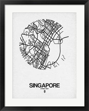 Framed Singapore Street Map Blue Print