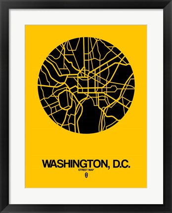 Framed Washington DC  Street Map Yellow Print