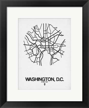 Framed Washington DC  Street Map White Print