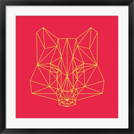 Framed Fox on Red Print