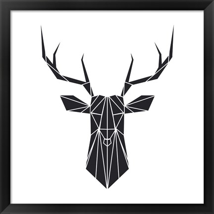 Framed Black Polygon Deer Print