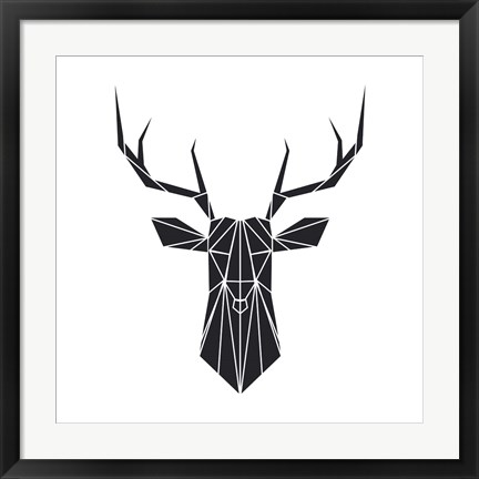 Framed Black Polygon Deer Print