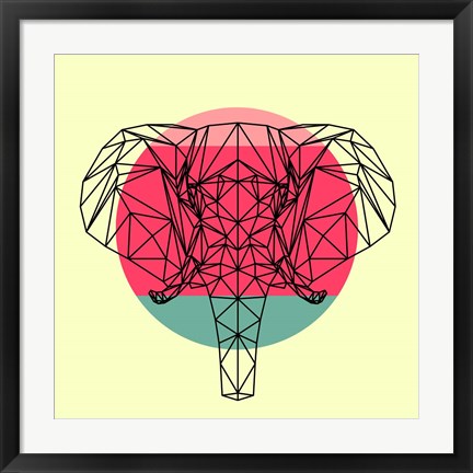 Framed Elephant and Sunset Print