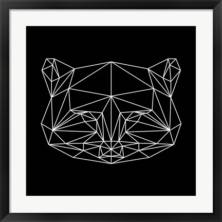 Framed Black Raccoon Polygon Print