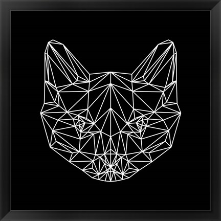 Framed Black Cat Polygon Print