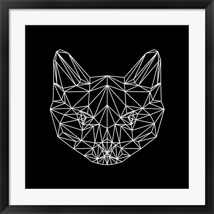 Framed Black Cat Polygon Print