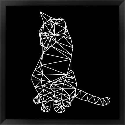 Framed Smart Cat Polygon Print