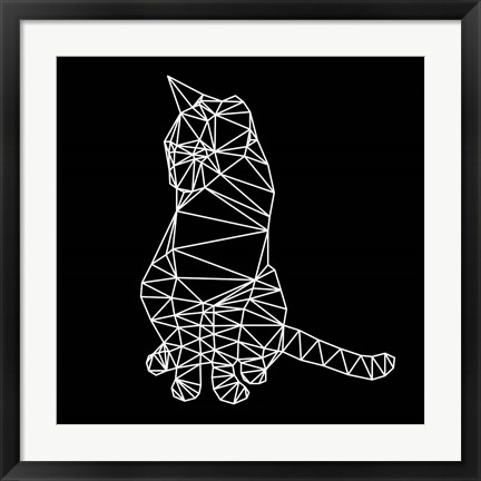 Framed Smart Cat Polygon Print