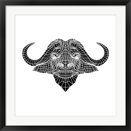 Framed Black and White Buffalo Mesh Print