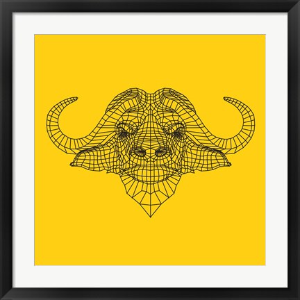 Framed Yellow Buffalo Mesh Print