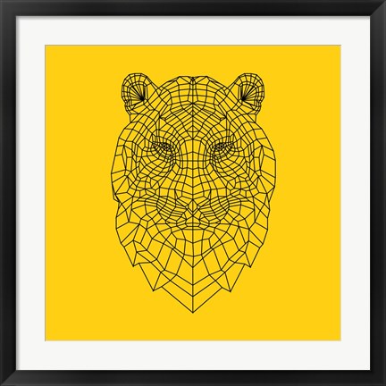 Framed Tiger Head Yellow Mesh Print