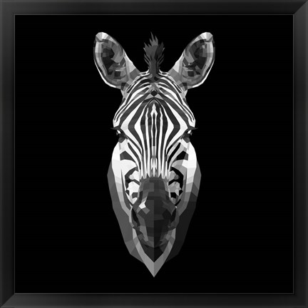 Framed Black Zebra Head Print