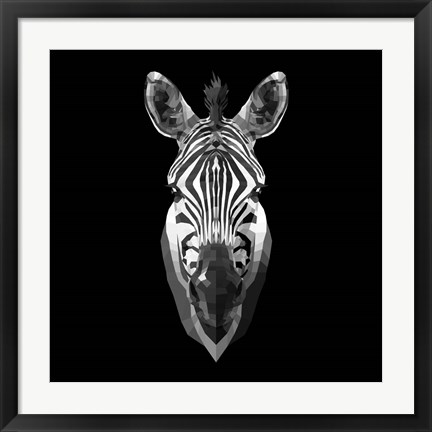 Framed Black Zebra Head Print