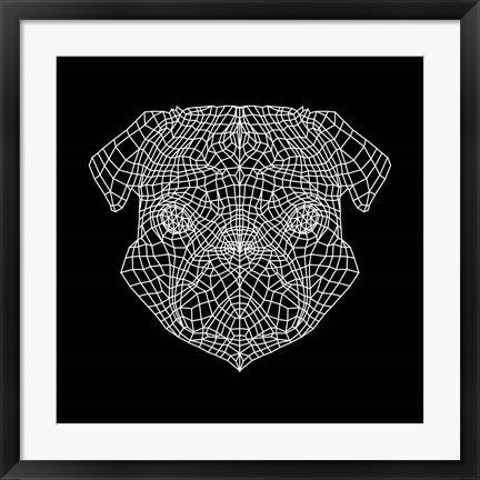 Framed Pug Head Black Mesh Print