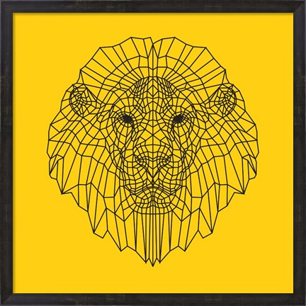 Framed Lion Head Yellow Mesh Print