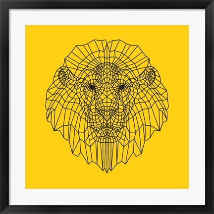 Framed Lion Head Yellow Mesh Print