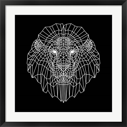 Framed Lion Head Black Mesh Print