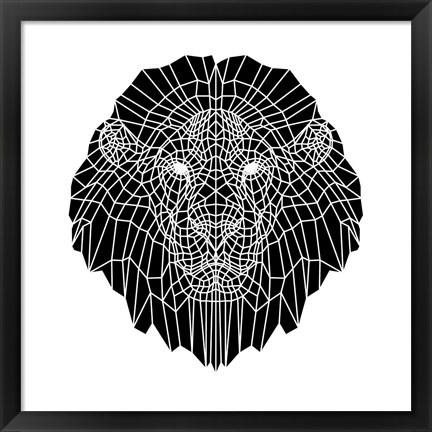 Framed Lion Head Black Mesh 2 Print