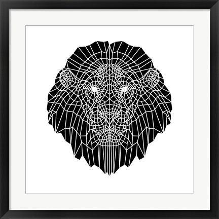 Framed Lion Head Black Mesh 2 Print