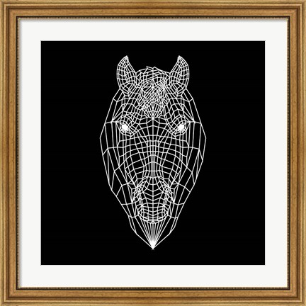 Framed Horse Head Black Mesh Print