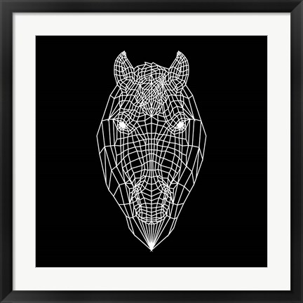 Framed Horse Head Black Mesh Print