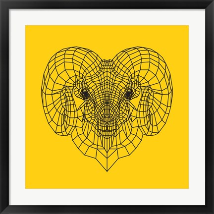 Framed Ram Head Yellow Mesh Print