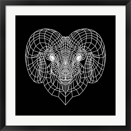 Framed Ram Head Black Mesh Print