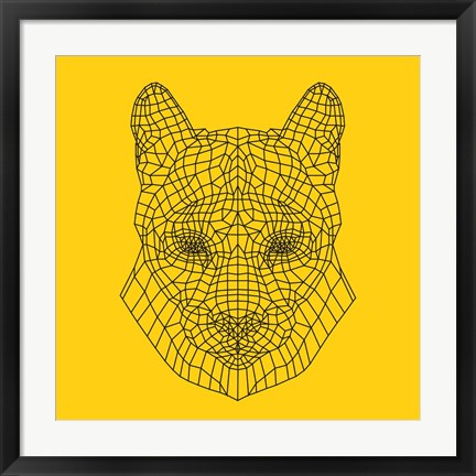 Framed Mountain Lion Yellow Mesh Print