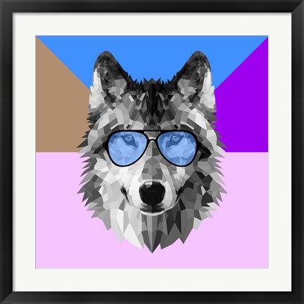 Framed Woolf in Blue Glasses Print