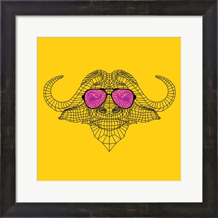 Framed Buffalo in Pink Glasses Print
