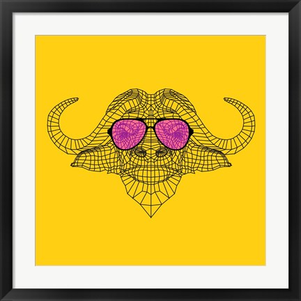 Framed Buffalo in Pink Glasses Print